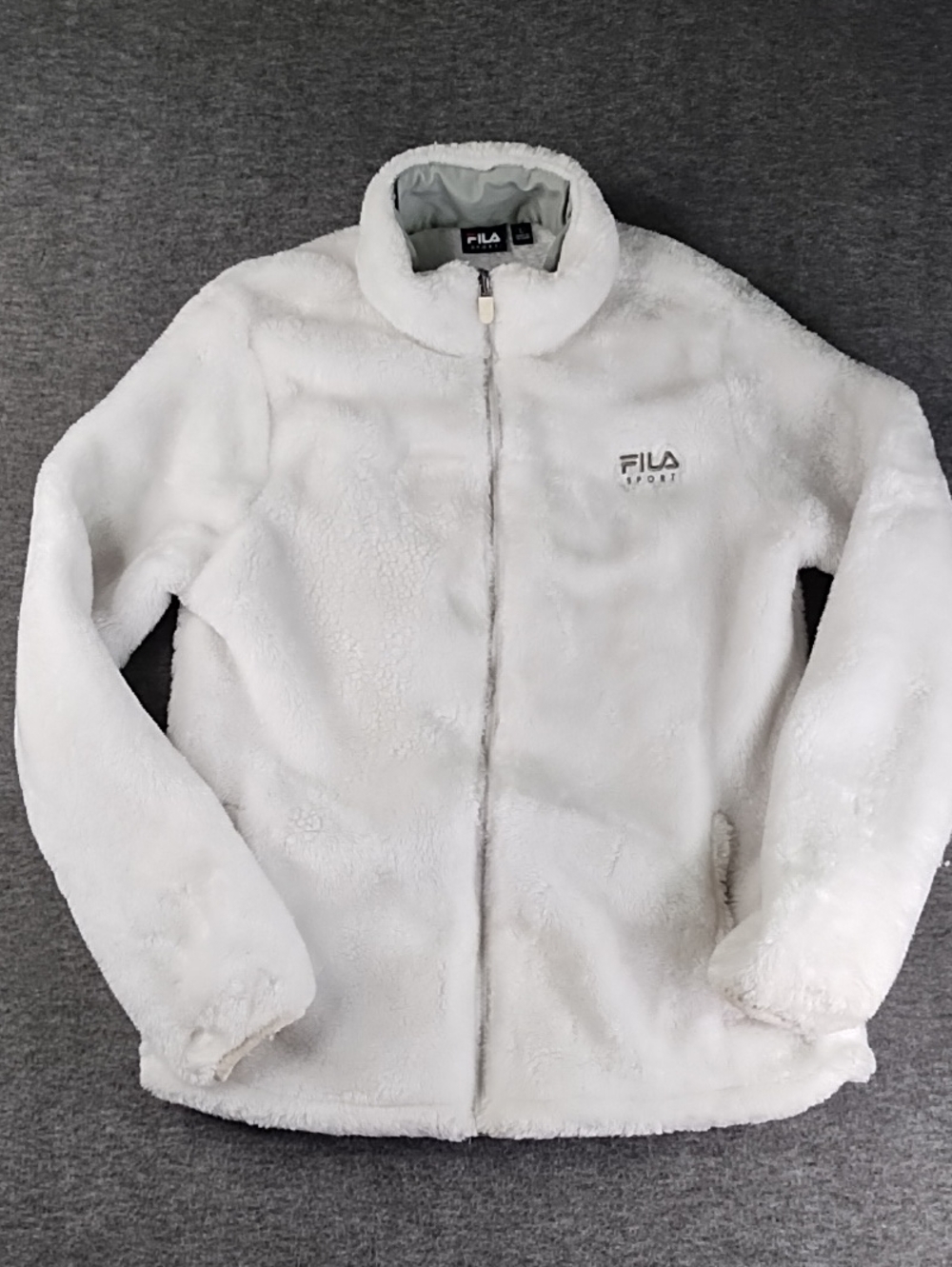 FILA White Plush Teddy Jacket with Zip